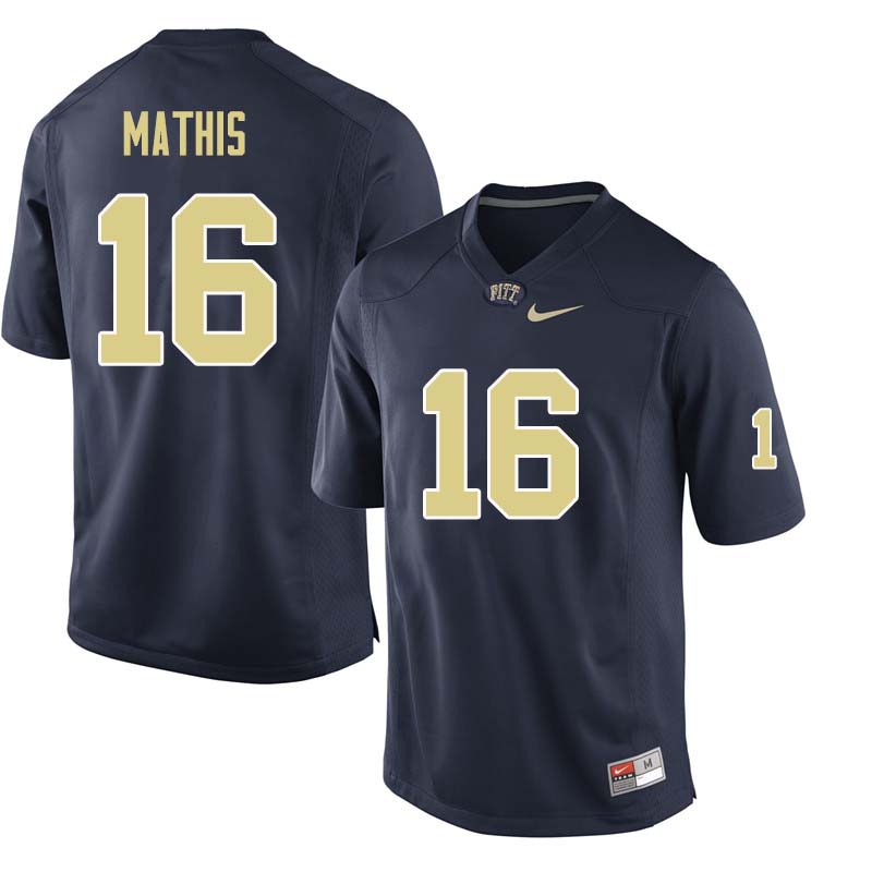 Men #16 Damarri Mathis Pittsburgh Panthers College Football Jerseys Sale-Navy